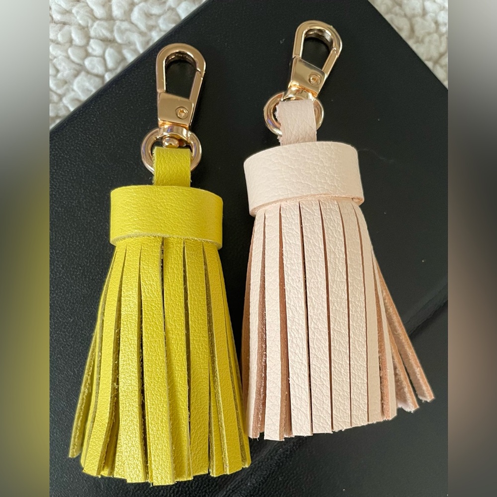 Adorable Genuine Leather Tassel Bag Charms, NEW!